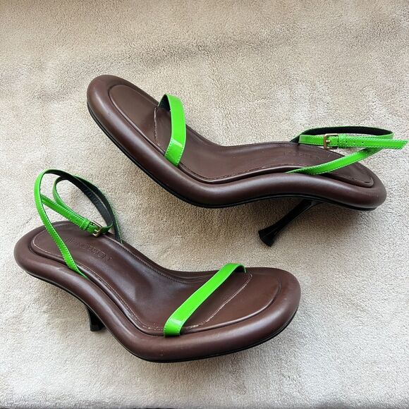 JW Anderson Bumper Tube Lime Green Patent Leather Strappy Heeled Sandal 38 US 8 - Picture 3 of 16